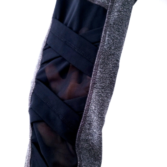 REFLEX Leggings Mid Rise Grey Sheer Detail - Picture 6 of 8